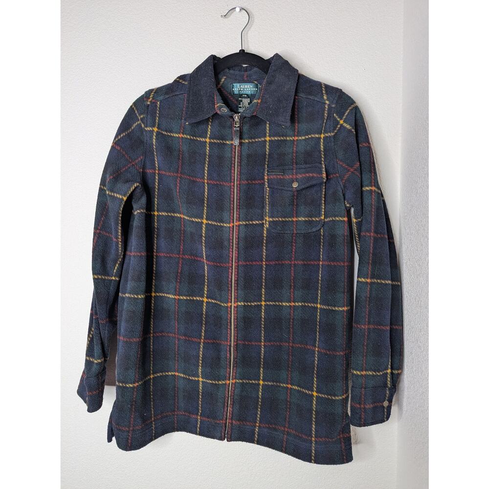 VTG Lauren Ralph Lauren Navy Flannel Preppy Equestrian P/S